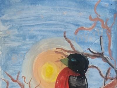 Снегирь на ветке