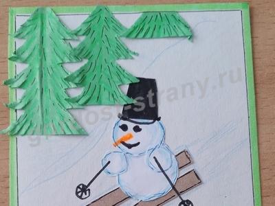 Аппликация,, Снеговик,,