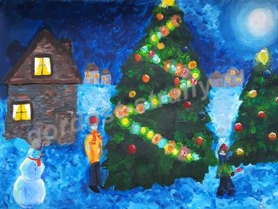 Две ёлочки и снеговик