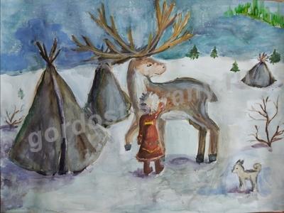 Север. Девочка с оленем 